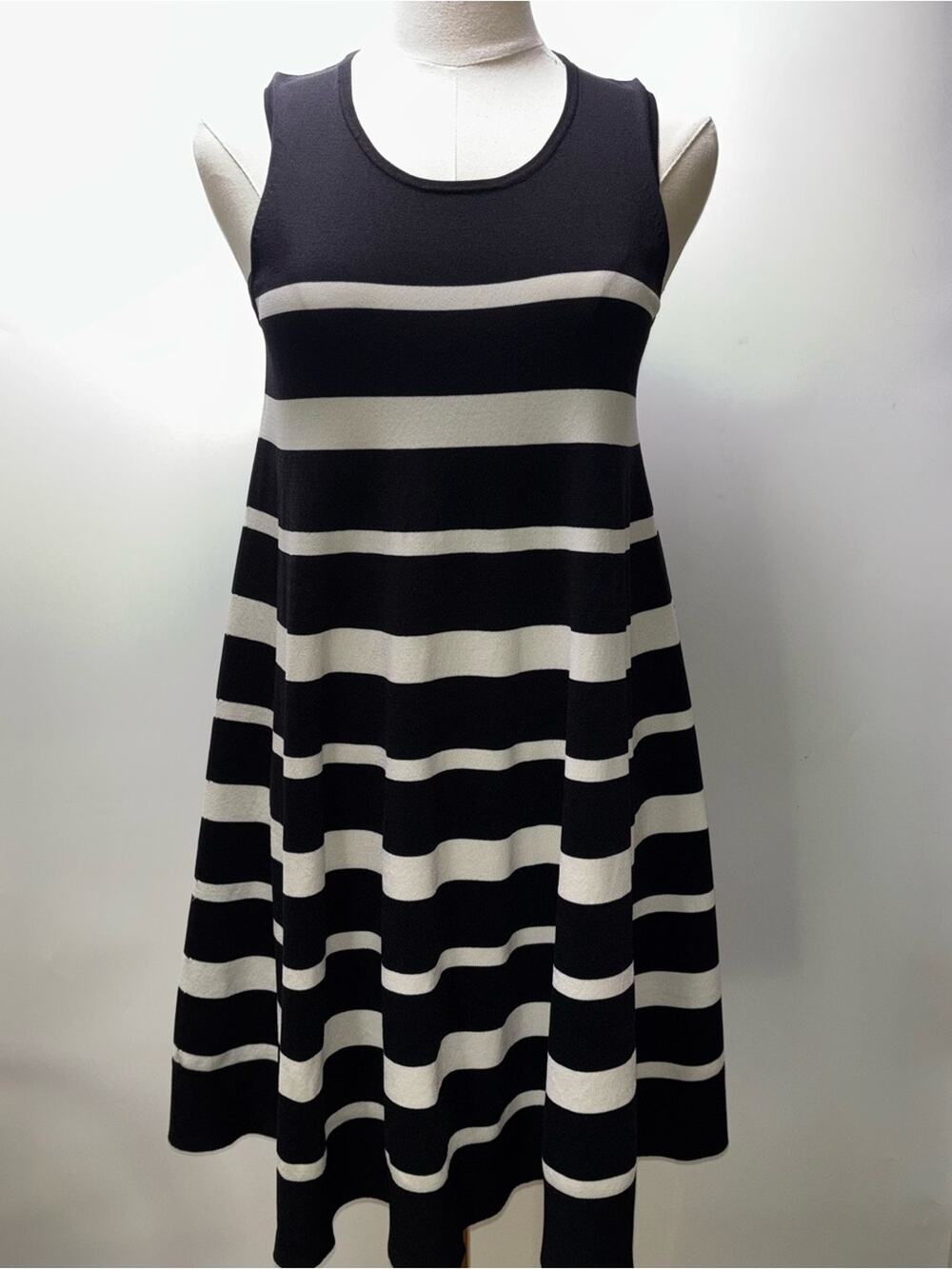 COS Black and White Striped Sleeveless Swing Dress Size S